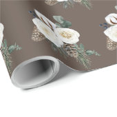 Elegantes Winter Floral Wrapping Paper Geschenkpapier (Rolleneckpunkt)