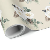 Elegantes Winter Floral Wrapping Paper Geschenkpapier (Rolleneckpunkt)