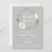 Elegantes Winter Floral Wreath Brautparty Einladung (Vorderseite)