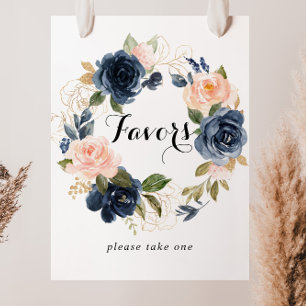Elegantes Winter Floral Wreath Lieblingszeichen Poster
