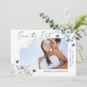 Elegantes Winter Foliage FOTO Hochzeit speichern S Save The Date (Stehend Vorderseite)