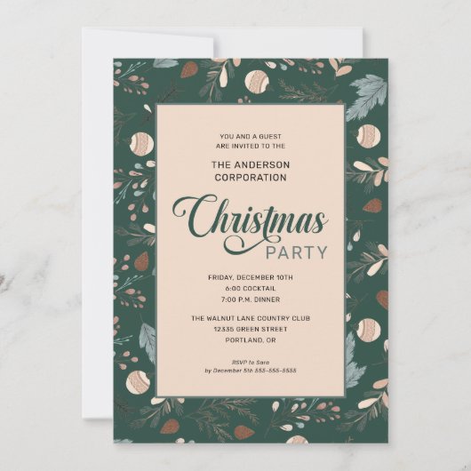 Elegantes Winter Foliage Office Weihnachtsfest-Par Einladung (Vorderseite)
