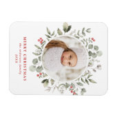 Elegantes Winter Foliage und Holly Berries Foto Magnet (Horizontal)