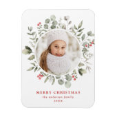 Elegantes Winter Foliage und Holly Berries Foto Magnet (Vertikal)