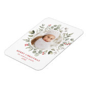 Elegantes Winter Foliage und Holly Berries Foto Magnet (Linke Seite)