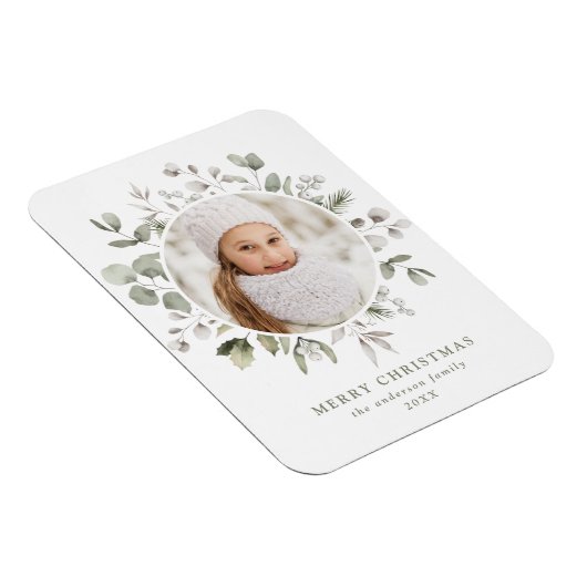 Elegantes Winter Foliage und Snowberries Foto Magnet (Rechte Seite)