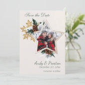 Elegantes Winter Foto Save the Date Einladung (Stehend Vorderseite)