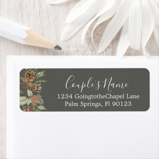 Elegantes Winter Gray Wedding Return Label (Insitu)