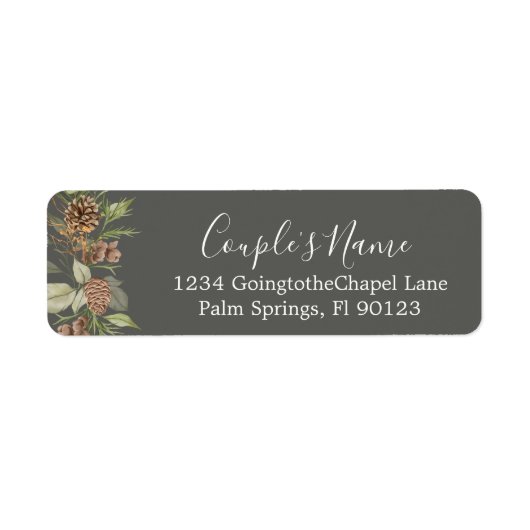Elegantes Winter Gray Wedding Return Label (Vorne)