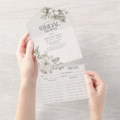 Elegantes Winter Greenery Brautparty & Rezept All In One Einladung (Abreißen)