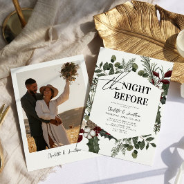 Elegantes Winter Greenery Foto Probe Abendessen Einladung