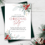 Elegantes Winter Greenery Office Weihnachtsfest Pa Einladung<br><div class="desc">Elegante Weihnachtsfeiertage mit herrlicher Winterlandschaft und Beeren. Das Design ist mit weißem,  trendigem,  handgeschriebenem Text betont.</div>
