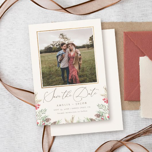 Elegantes Winter Greenery Watercolor Hochzeitsfest Save The Date