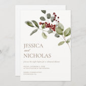 Elegantes Winter Holly Wedding Probe Dinner Einladung (Vorne/Hinten)