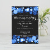 Elegantes Winter Housewarming Party Blau Einladung (Stehend Vorderseite)