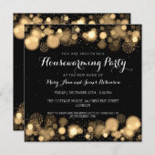 Elegantes Winter Housewarming Party Gold Einladung (Vorne/Hinten)