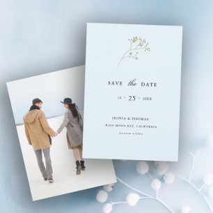 Elegantes Winter Ice Foto Hochzeit retten Datum Einladung