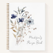 Elegantes Winter Navy Blue Blume Blumenrezeptorbuc Notizblock (Vorderseite)