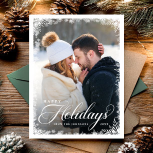 Elegantes Winter Script Happy Holidays Foto Modern Feiertagspostkarte