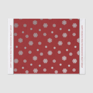 Elegantes Winter Silver Red Snowflakes Muster Seidenpapier