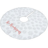 Elegantes Winter Silver Snowflake Weißes Muster Polyester Weihnachtsbaumdecke (Schrägansicht)