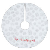 Elegantes Winter Silver Snowflake Weißes Muster Polyester Weihnachtsbaumdecke (Vorderseite)