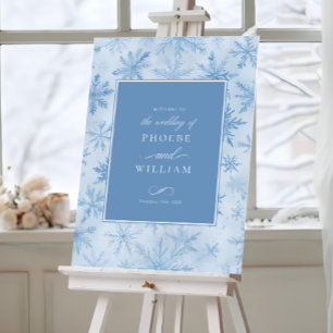 Elegantes Winter Snowflake Periwinkle Wedding Sign Poster