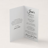 Elegantes Winter-Snowflakes Beerdigungsgebet Visitenkarten (Innenseite)