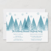 Elegantes Winter Trees Custom Blue Christmas Party Einladung (Vorderseite)