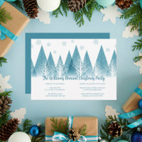 Elegantes Winter Trees Custom Blue Christmas Party