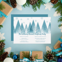 Elegantes Winter Trees Custom Blue Christmas Party