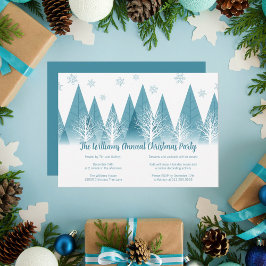 Elegantes Winter Trees Custom Blue Christmas Party Einladung