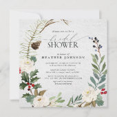 Elegantes Winter Watercolor Brautparty Einladung (Vorderseite)