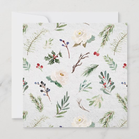 Elegantes Winter Watercolor Brautparty Einladung (Rückseite)