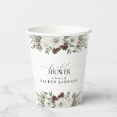 Elegantes Winter Watercolor Brautparty Pappbecher (Rückseite)