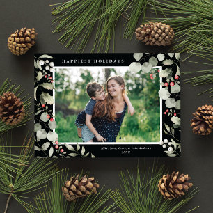 Elegantes Winter Watercolor Grüne Botanisches Foto Feiertagskarte