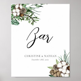 Elegantes Winter Wedding Bar Sign Poster