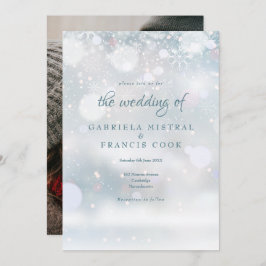 Elegantes Winter Wedding Foto Einladung