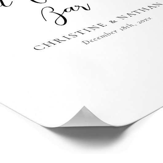 Elegantes Winter Wedding Hot Cocoa Bar Sign Poster (Ecke)