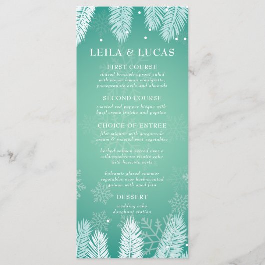 Elegantes Winter Wedding Menu Menükarte (Vorderseite)