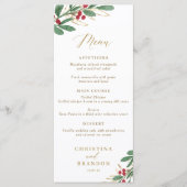 Elegantes Winter Wedding Menu oder Weihnachtsmenü Menükarte (Vorderseite)