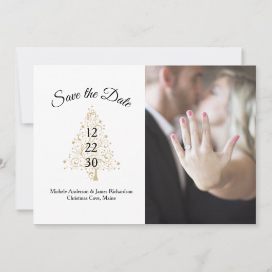 Elegantes Winter Wedding Save the Date Foto Ankündigung (Vorderseite)