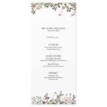 Elegantes Winter Wildblume Berry Wedding Menu