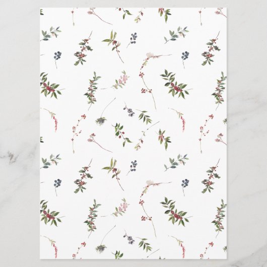 Elegantes Winter Wildblume Berry Wedding Menu Menükarte (Rückseite)