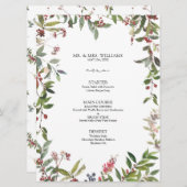 Elegantes Winter Wildblume Berry Wedding Menu Menükarte (Vorne/Hinten)