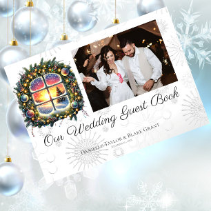 Elegantes Winter Wonderland Foto Wedding Guest Boo Gästebuch