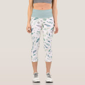 elegantes winterblaues Blattwerk Capri Leggings (Vorderseite)