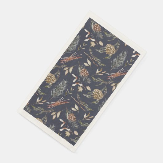 Elegantes Wintergasthandtuch mit Pinecones Serviette (Ecke)