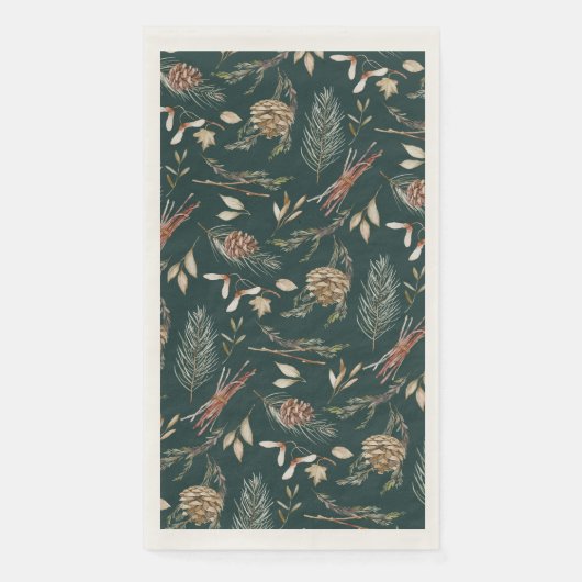 Elegantes Wintergasthandtuch mit Pinecones Serviette (Vorderseite)