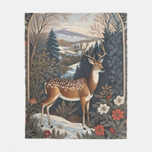 Elegantes Winterhirsch-Naturdesign Fleecedecke